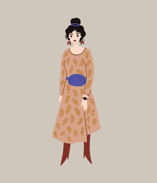 穿着裙子，背着腰包的时髦女孩图片下载