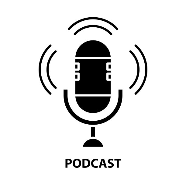 播客图标，黑色矢量符号与可编辑的笔触，概念插图图片下载