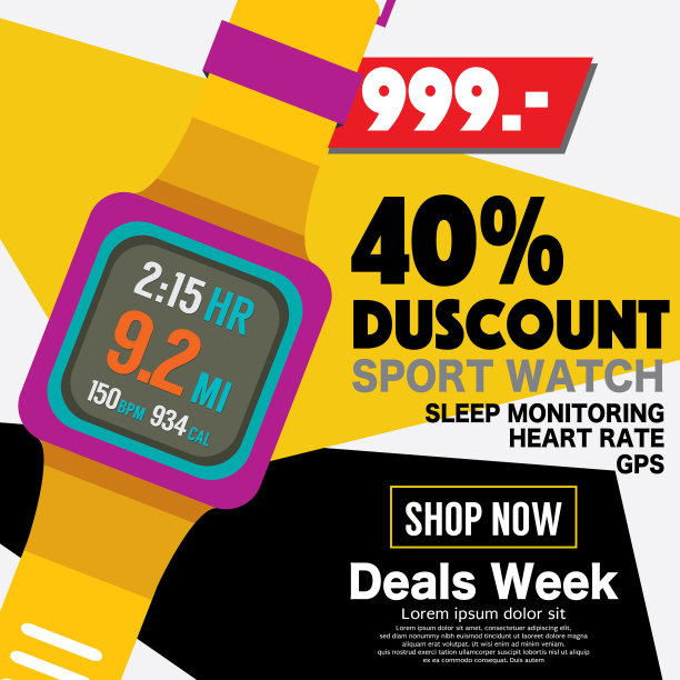 四折运动手表销售横幅图片下载