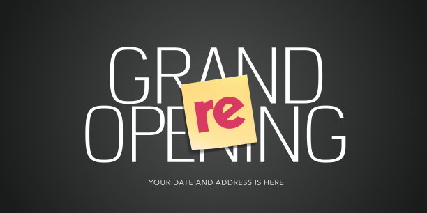 盛大开业或重新开业矢量横幅，插图。图片下载