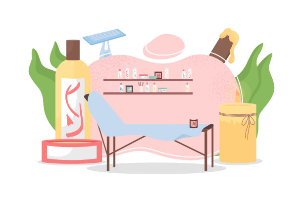 美容院平面概念矢量插画图片下载