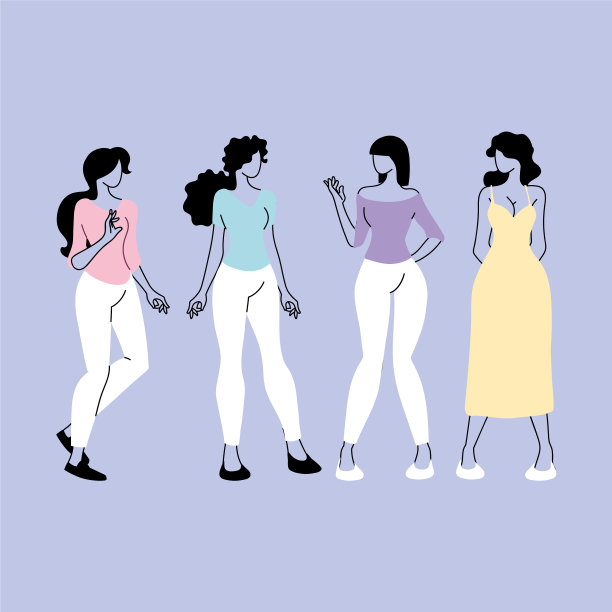 女人站在不同的姿势多样化图片下载