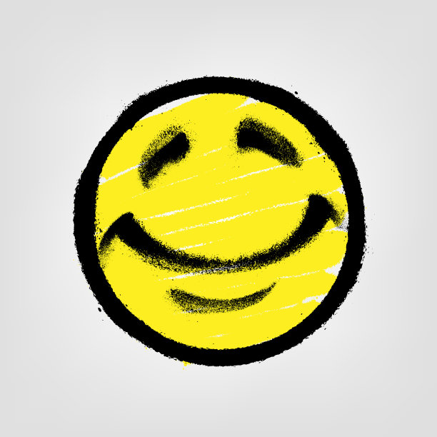 涂鸦表情符号。微笑的脸上涂着喷漆。矢量图图片下载