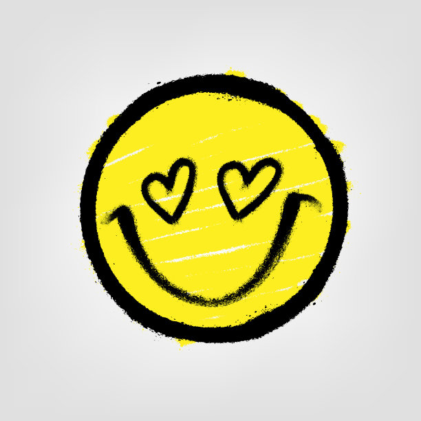 涂鸦表情符号。微笑的脸上涂着喷漆。矢量图图片下载