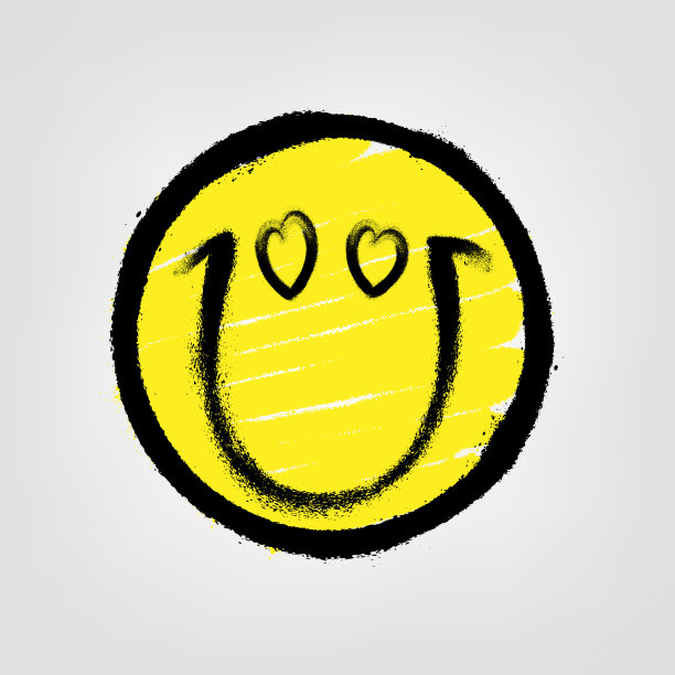 涂鸦表情符号。微笑的脸上涂着喷漆。矢量图图片下载