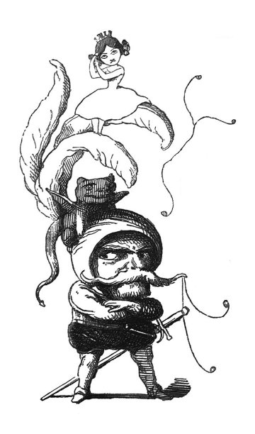 英国讽刺漫画漫画插图-人在制服与剑与一个小龙在他的头上和一个小皇后坐在他的帽子羽毛图片下载