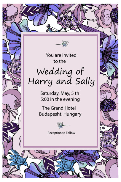 复古婚礼请柬手绘草地图片下载