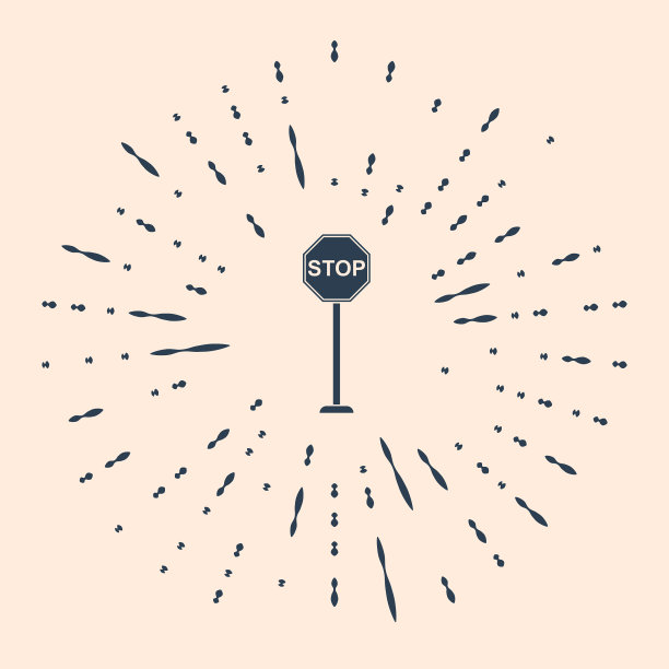 黑色停止图标孤立的米色背景图片下载