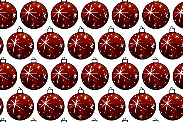 无缝模式与水彩圣诞树球。手绘新年，圣诞节的背景和纹理。用于贺卡，包装纸，包装，织物，日历，印刷品图片下载