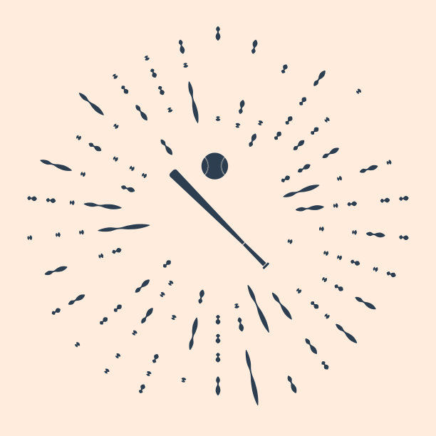 黑色棒球和蝙蝠图标孤立的米色图片下载