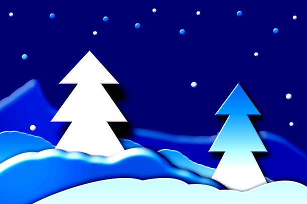 圣诞树和雪花的圣诞卡片图片下载