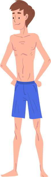 身材苗条的年轻人在短裤正面观卡通图片下载