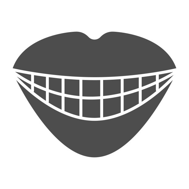 微笑固体图标，情感概念，微笑的嘴标志在白色背景，嘴唇与微笑的牙齿图标在字形风格的移动概念和网页设计。矢量图形。图片下载