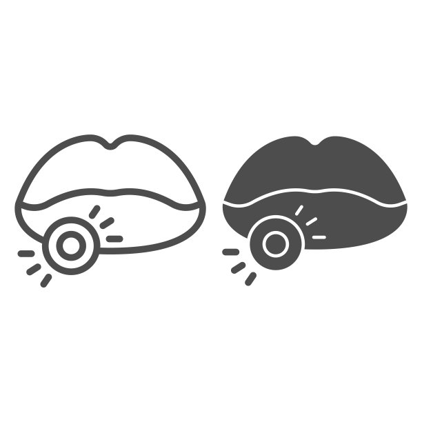 唇伤线和固体图标，健康概念，唇伤标志在白色背景，唇伤图标轮廓风格的移动概念和网页设计。矢量图形。图片下载