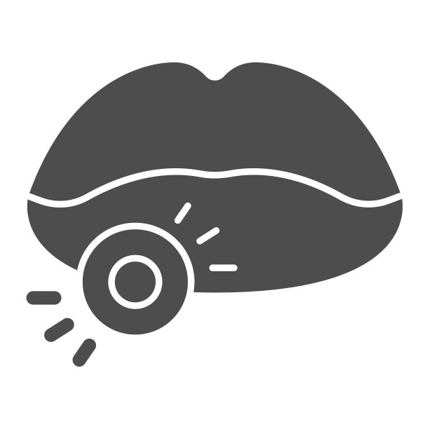 唇伤固体图标，健康概念，唇伤标志在白色背景，唇伤图标在移动概念和网页设计的字形风格。矢量图形。图片下载