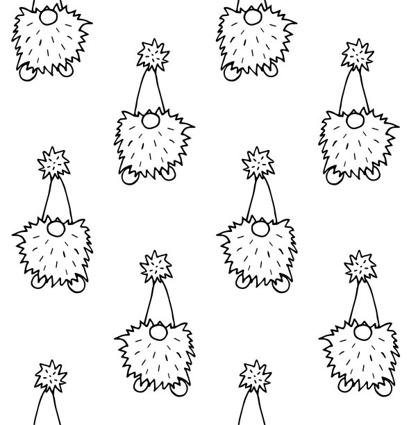 矢量无缝模式手绘涂鸦素描斯堪的纳维亚圣诞侏儒图片下载