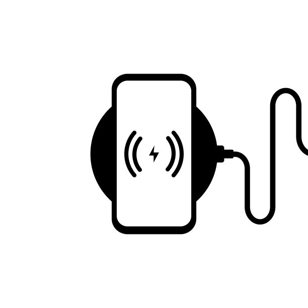 无线充电器插图。智能手机无线充电。电池充电图标。平坦的无线充电。图片下载