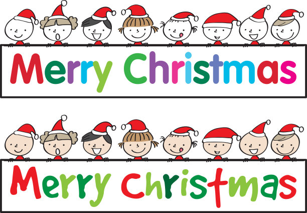 矢量卡通儿童圣诞快乐的背景图片下载