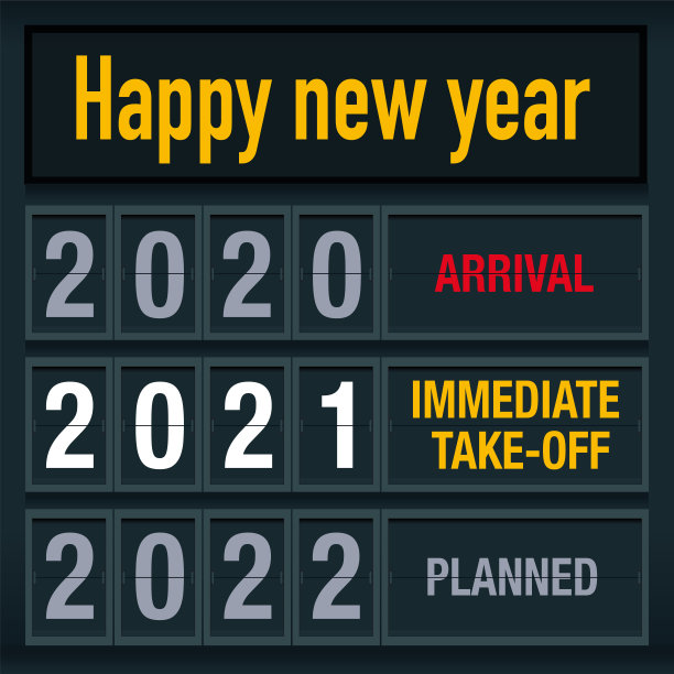 以2021年的文章为主题的原创贺卡上有一个机场广告牌。图片下载