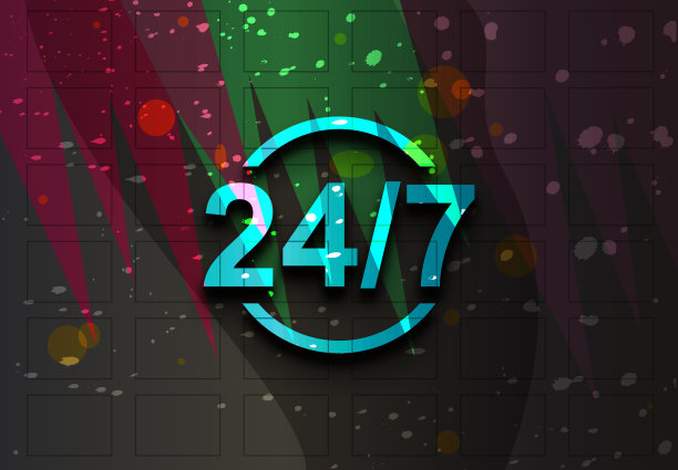 24/7图标几何抽象艺术设计旗帜背景插图图片下载