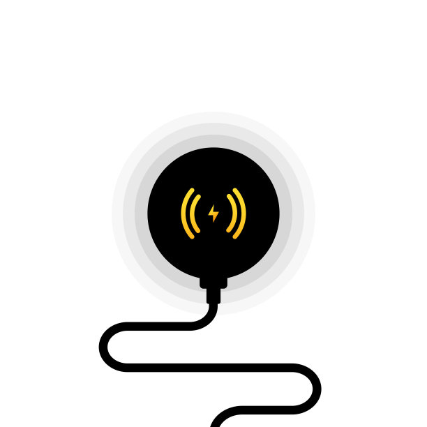 无线充电器插图。电池充电图标。平坦的无线充电。图片下载