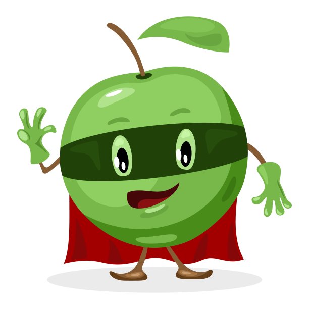 卡通快乐的水果苹果人物图片下载