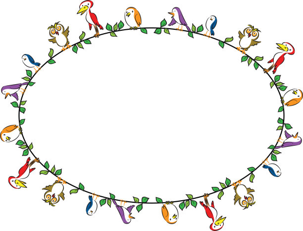 矢量卡通爱好者鸟类边界背景图片下载