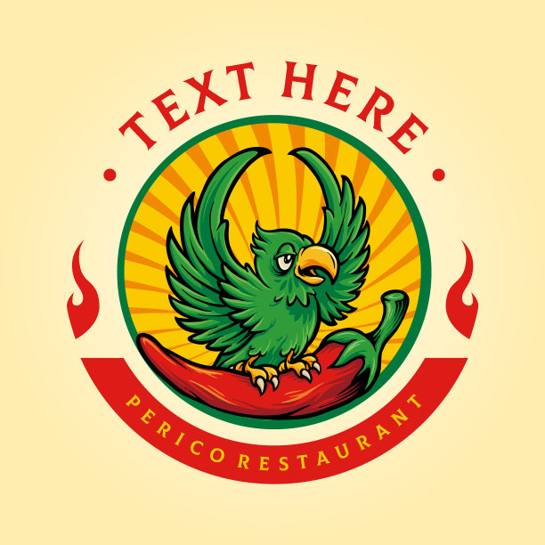 佩里科餐厅的吉祥物标志与辣椒图片下载