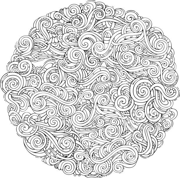 装饰性涂鸦圆形曲线图案图片下载