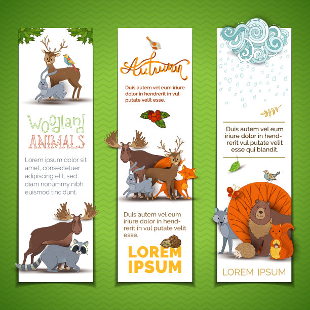 垂直动物横幅套装图片下载