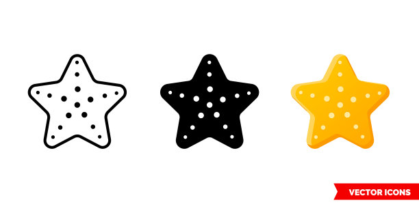 海星图标3种类型孤立标志图片下载