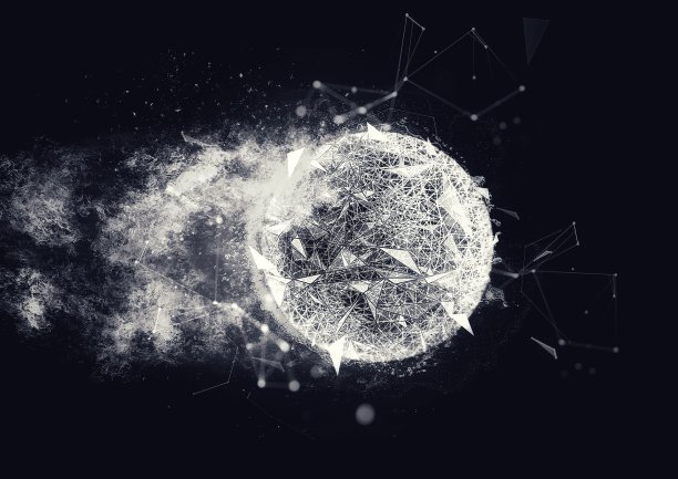 一个烟雾球的三维插图与科学技术的概念图片下载