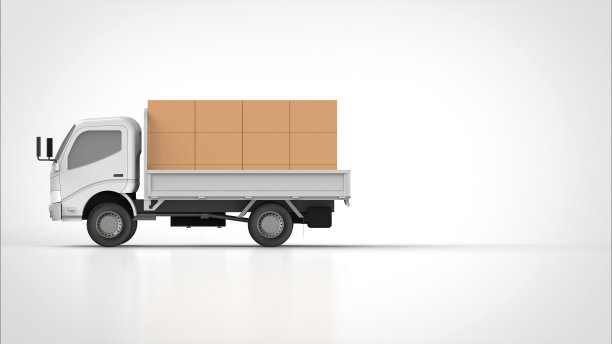 倾卸卡车和装载侧左侧3d渲染。jpg图片下载