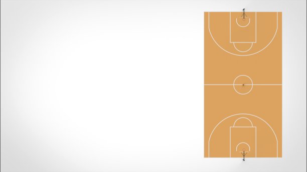 篮球和球场右上方3d渲染。jpg图片下载