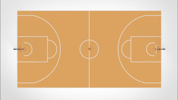 篮球和球场顶级3d渲染。jpg图片下载