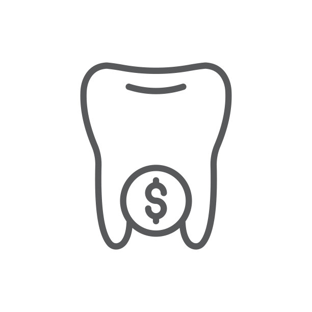 牙齿和美元图标符号孤立在白色图片下载