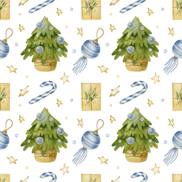 水彩圣诞模式图片下载