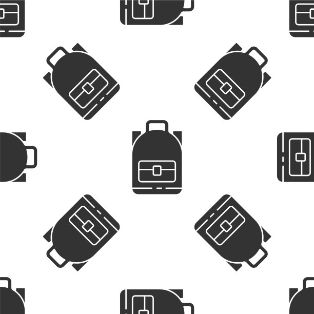 灰色徒步背包图标孤立无缝图片下载