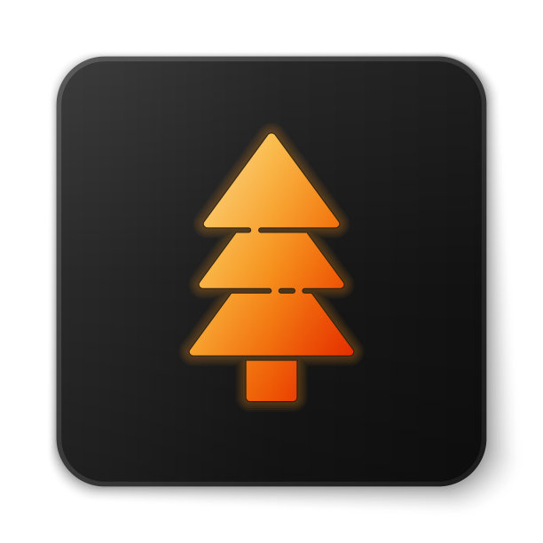 橙色霓虹灯树图标孤立在白色图片下载