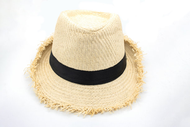夏日草帽。孤立在白色背景上。图片下载