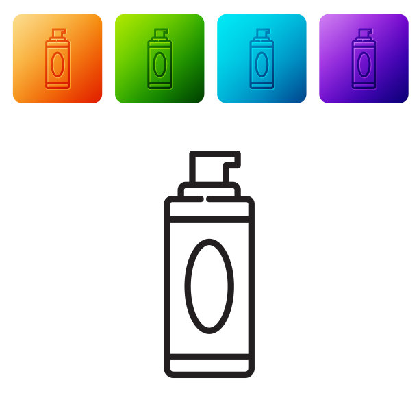 黑色线条剃须凝胶泡沫图标孤立在白色上图片下载