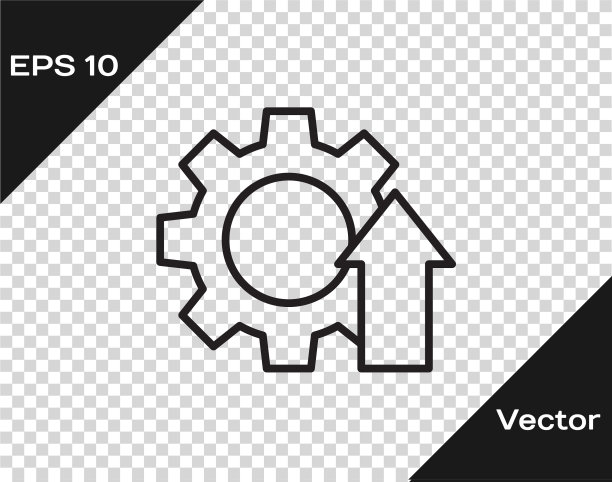 黑线箭头增长齿轮业务图标图片下载