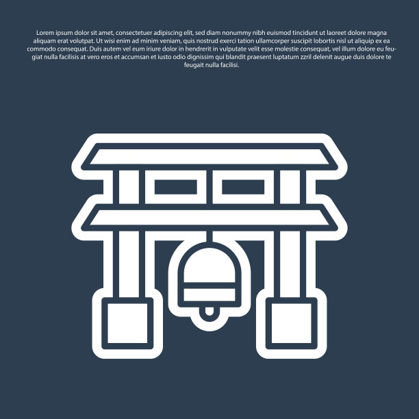 蓝色线日本门图标孤立在蓝色图片下载