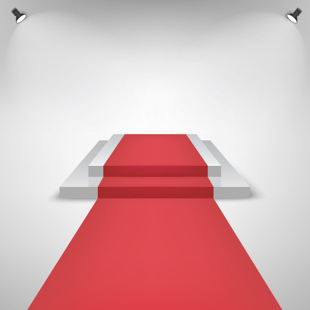 红地毯上的领奖台配有灯光图片下载
