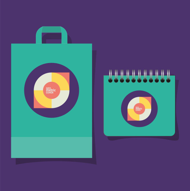 几何封面袋和笔记本设计图片下载