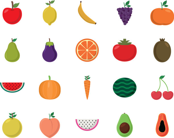 水果平面风格图标集设计图片下载