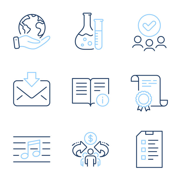 检查收到的邮件和分享经济图标图片下载