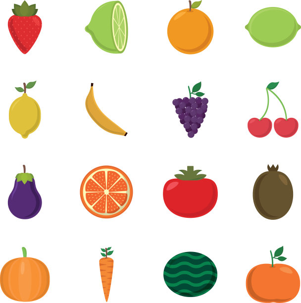 水果平面风格图标集设计图片下载