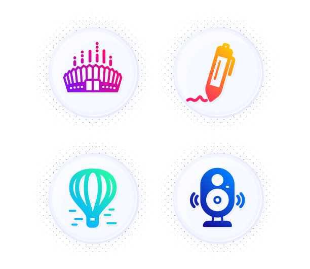 竞技场体育场气球和签名图标集图片下载