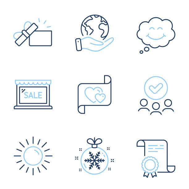 情书微笑和圣诞球图标集图片下载